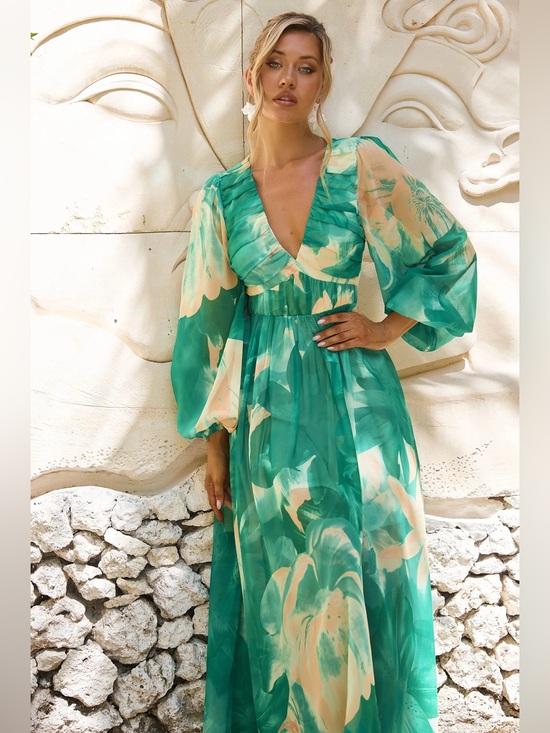 Sage And Paije Dresses & Skirts - NWT Sage and Paige Coastlines Green Maxi Dress Medium Resortwear Vacation Boho